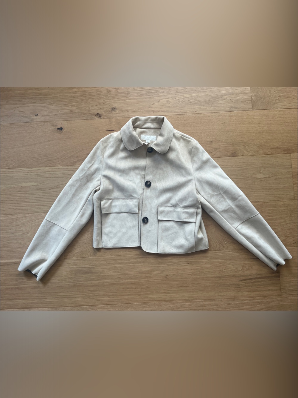 Zara Cream Faux Suede Button Jacket